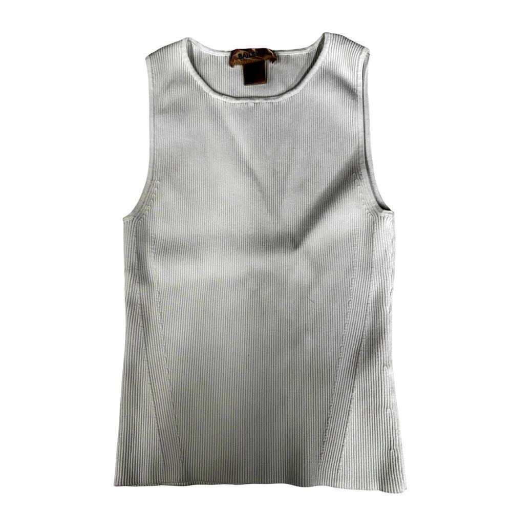 Bailey 44 Stretchy White Ribbed High Round Neck Tank Top
Size M